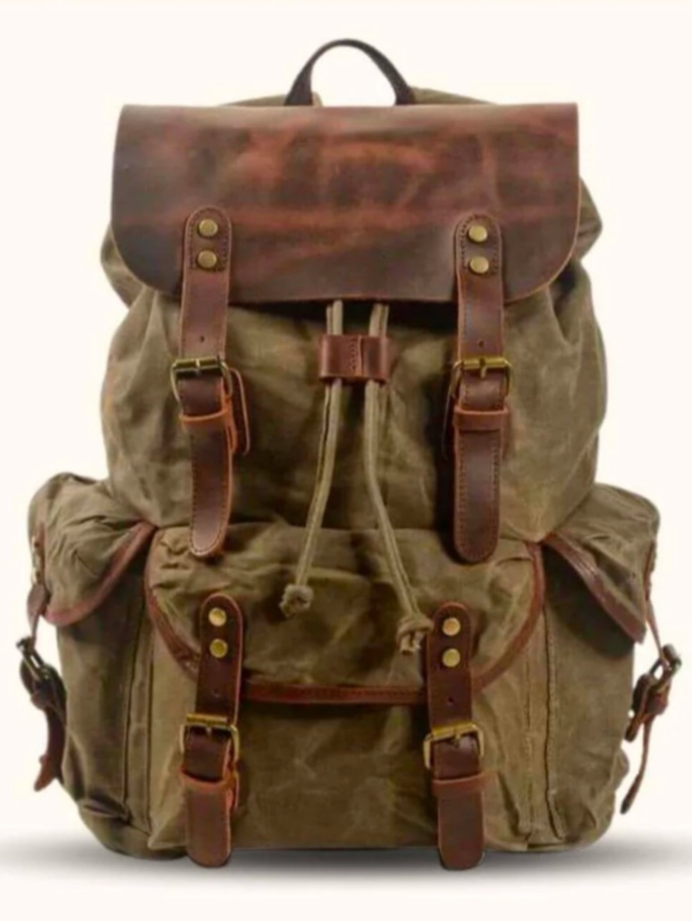 Western Leather Goods lone horse Distressed Canvas Leather Rucksack Backpack